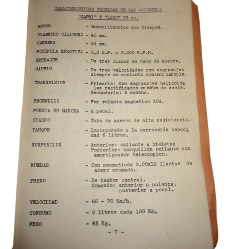 Capri - Lido Motoneta 75cc Catalogo De Repuestos (Usado)