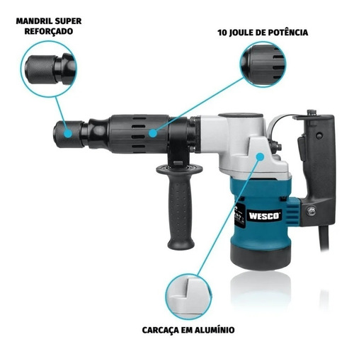 Martelo Rompedor Wesco 1100w Ws3203k Com Maleta E Ponteiro