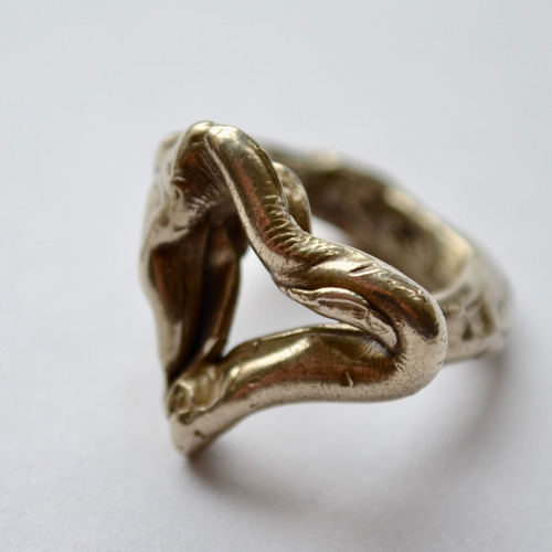 Imagen 6 de 6 de Anillo Corazon, Texturas Modeladas A Mano, Alpaca