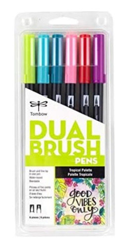 Tombow Dual Brush Tropical De 6 Plumones Nuevo Original 