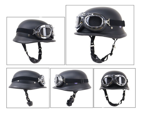 Dot-casco De Media Máscara Vintage Para Motocicleta Con Gafa