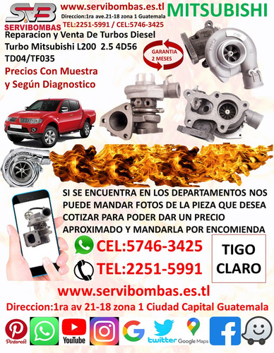 Reparación De Turbos Mitsubishi L200 2.5 4d56u Guatemala