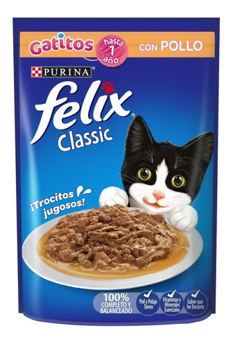 Purina Caja Pouch Felix Gatito Pollo En Salsa 15 U.x 85 Gr