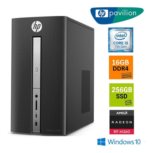 Imagen 1 de 8 de Computadora Cpu Hp Core I5 7ma Gen 16gb Ssd 256gb Amd R9 360