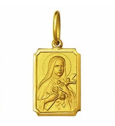 Medalha 1.5cm Santa Teresinha Ouro 18k Terezinha Retangular