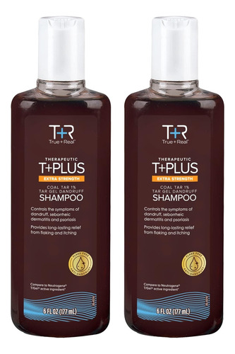 2 X Shampoo True+real Coal Tar Gel Caspa Psoríase Dermatite