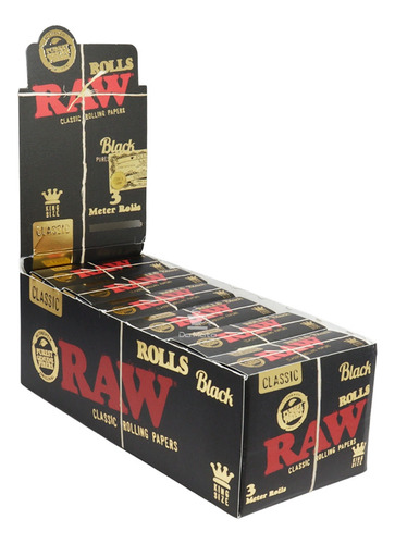 Caixa De Seda De Rolo Raw Rolls Black 