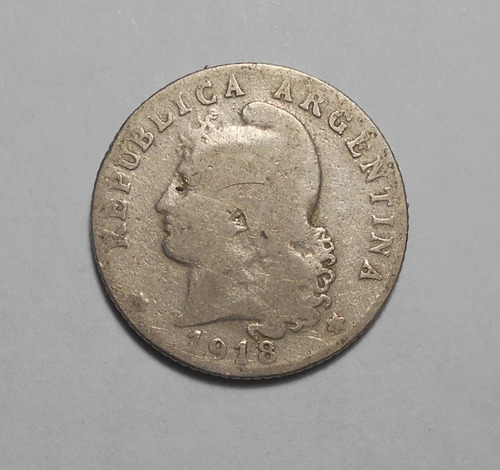 República Argentina Escaso Níquel De 20 Centavos 1918 Km#36