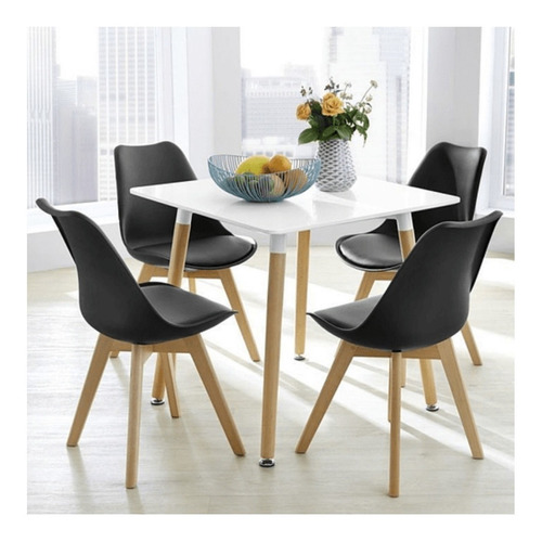 Sillas Tulip Eames Con Almohadon Blanco Set X4 Gardenlife Cantidad de sillas por set 4 Color de la estructura de la silla Negro