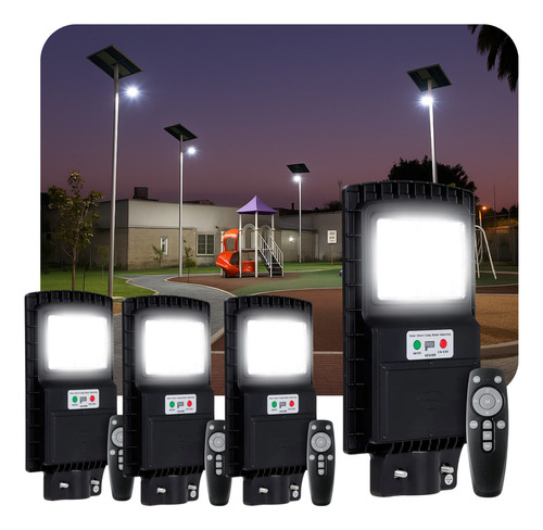 Luminaria Solar Led 30w Reflector Calle Fotocelula Pack X4 Negro Blanco Frío 4
