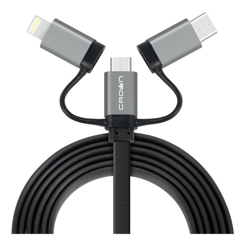 Cable Usb 3 En 1 Marca Crown ( Tipo C, iPhone, Micro Usb)
