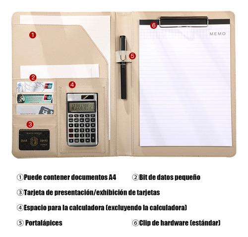 Carpeta De Conferencias A4, Cartera De Negocios A4 Carpeta De Conferencias Multifuncional Carpeta De Currículum De Cuero Planificador De Documentos Profesional
