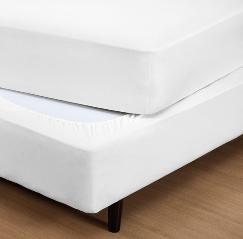 Saia Fit Cama Box Solteiro - Malha 100% Algodão Cor Branco