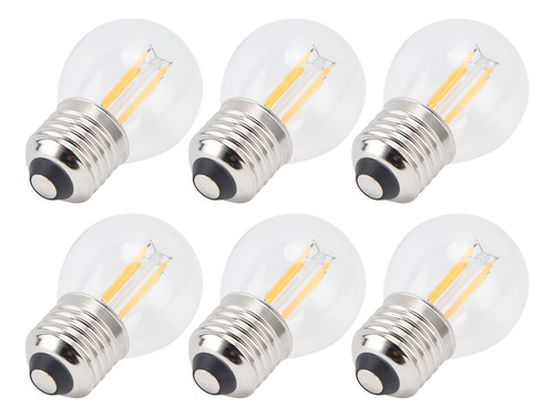 Bombilla G45, 6 Unidades, Led E27, Filamento Vintage De Vidr