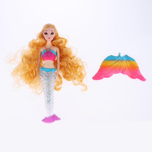 Imagen 3 de 3 de Rainbow Lights Sirena Muñeca Con Pelo Rizado Para