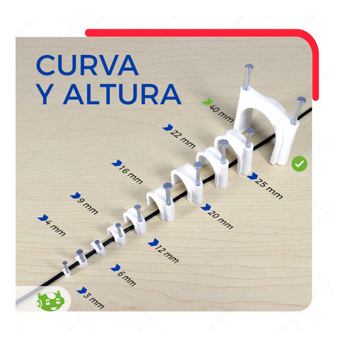 100 Piezas Grapa Para Cable Coaxial Redondo De Plástico 40mm Color Blanco