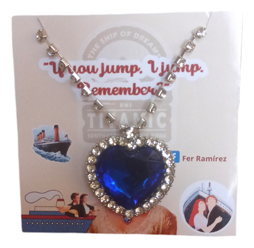 Collar Titanic Corazón Brillante Azul Rose Jack Océano Novia