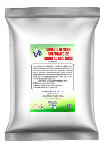 Dodecil Bencen Sulfonato De Sodio 80% Dbss 1kg Materia