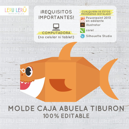 Molde Caja Tiburón (editable)