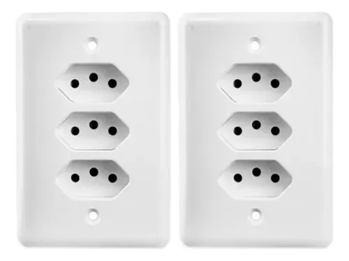 comprar Tomada Tripla 10a Monobloco Embutir 4x2 2p+t 10a Kit Com 2un
