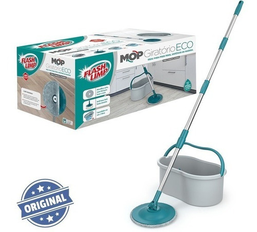 Esfregão Mop Rodo Balde Giratório Eco Fit Limpeza Flash Limp