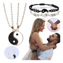 Comprar Set Pulseras Pareja De Yin Yang+collar Ajustable,amor Eterno