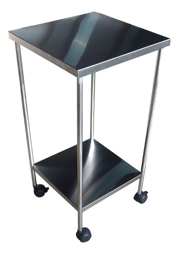 Mesa Auxiliar 40x40x80 De Inox Com Rodas