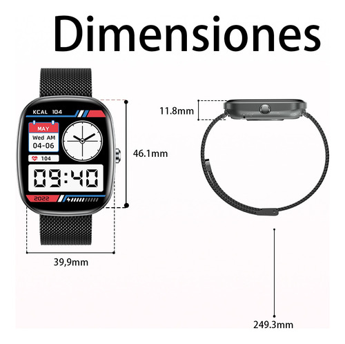 Reloj Inteligente Smart Watch Bluetooth,para Hombre Y Mujer - Monitor Cardiaco, 100+ Modos Deportivos, Alarma De Sueño Y Notificaciones Push
