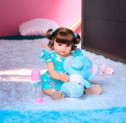 Boneca Bebê Reborn Silicone Menina Olhos Castanho