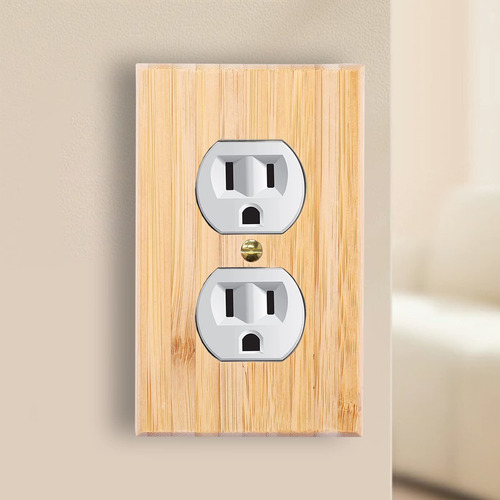 Placa Interruptor Luz Doble Orificio Madera Cruda Decorativa