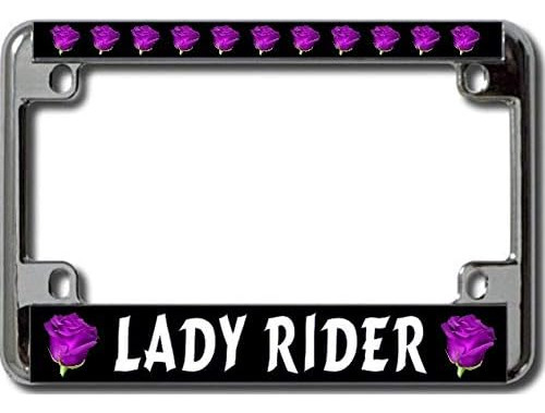 Lady Rider Purple Rose Chrome Motorcycle License Plate ...
