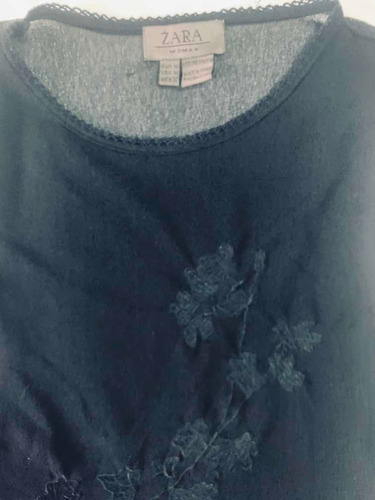 Músculosa De Mujer Negra Zara Bordada Talle M Chico