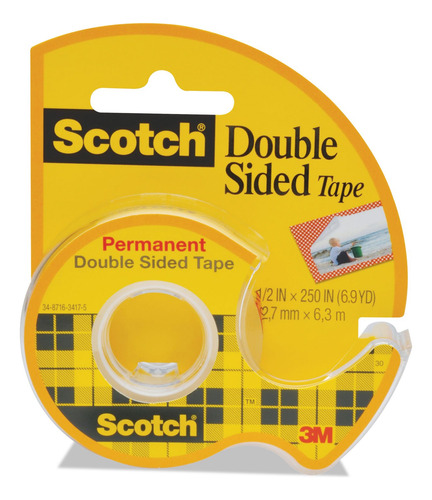 Scotch 136 Double-sided Tape,w/dispenser,permanent,1/2-inch.