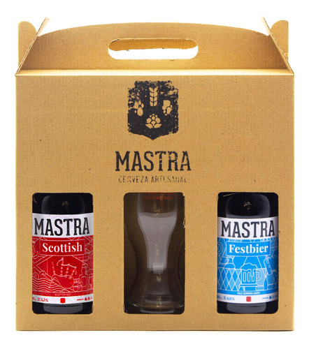 Pack 2 Cervezas Mastra Artesanal 500ml + Vaso Pinta, Regalo