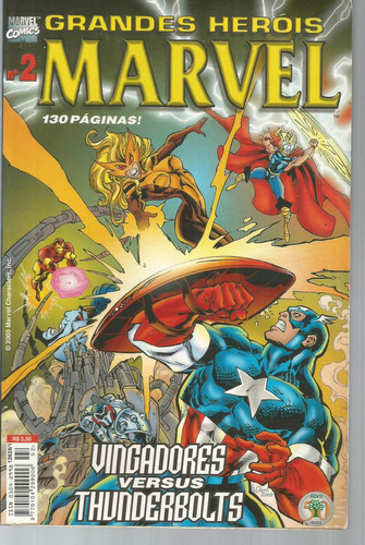 Grandes Herois Marvel N° 02 2ª Serie - Vingadores Versus Thunderbolts - 130 Páginas Em Português - Editora Abril - Formato 13,5 X 20,5 - Capa Mole - 2000 - Bonellihq 2 Cx443 H18