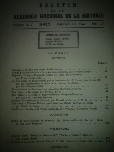 Academia Nacional De La Historia.nro 177  1962