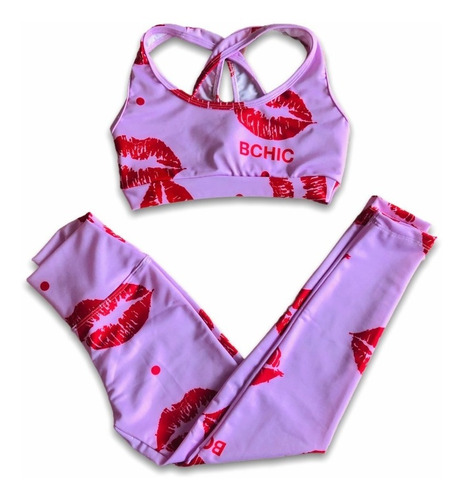 Imagen 2 de 4 de Calza Deportiva Lycra Estampada Besos Niña Bchic