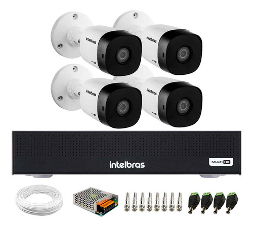 Kit Intelbras 4 Câmeras Bullet Vhd 1230 B 30 Mts Imhdx 3004