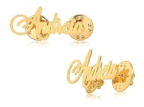 Imagem 2 de 2 de Broche De Nome Personalizado Banhado A Ouro 18k El Semijoias