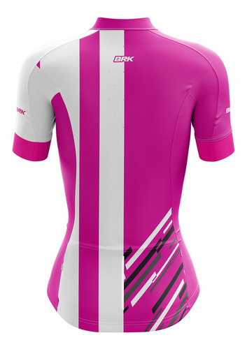 Imagem 2 de 3 de Camisa Ciclismo Brk Feminina Rosa E Branco Com Fpu 50+