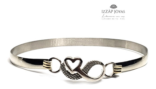 Pulsera Esclava Plata Y Oro  Corazon Con Infinito