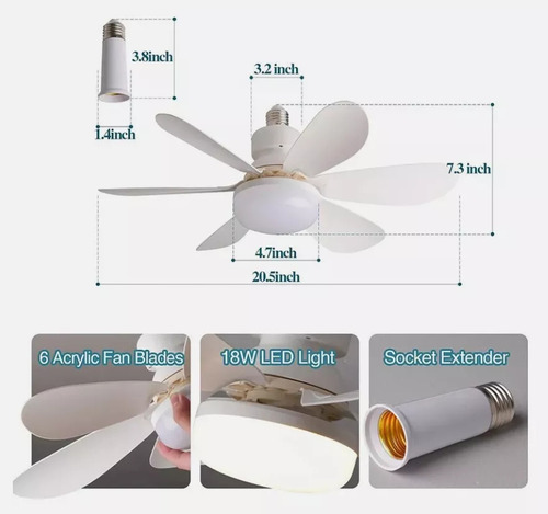 Pu Ventilador Silencioso Con Conector De Extensión De 40 W