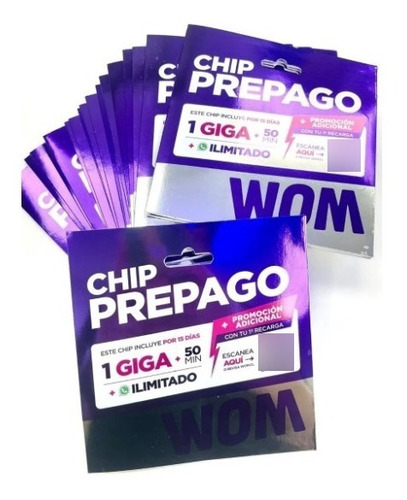 Chip Wom Paquete 10 Unidades 50min + 1gb