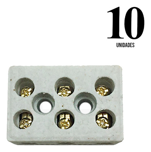 Kit 10 Conectores Porcelana Chuveiro 50a/600v 3 Polos 10mm