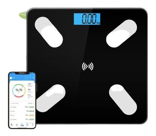 Bascula Balanza Pesa Digital App Bluetooth Gym 180 Kg Color Negro