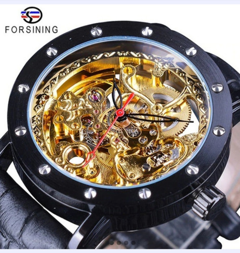 Relógio Automático Esqueleto Luxo Forsining Aço Inox + Caixa