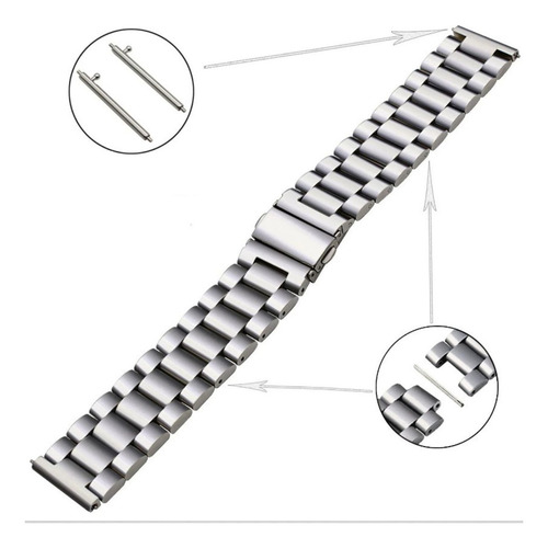 Pulseira 22mm Aço Inox Relógio Inteligente Digital Poolsy Cor Prata Largura da pulseira 2.2 cm