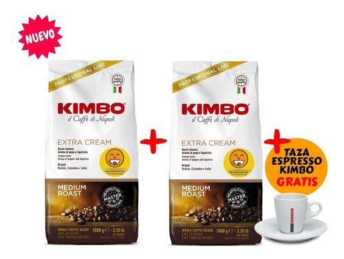 Pack 2kg Café Italiano Kimbo Espresso + Taza Espresso 