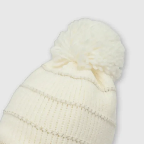 Gorro De Bebé Niña De Chenille Blanco (3 A 24 Meses)