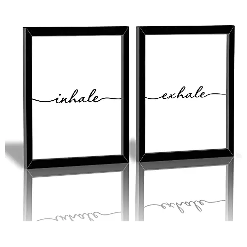 Juego De 2 Cuadros Artísticos Inhale Exhale Enmarcad...